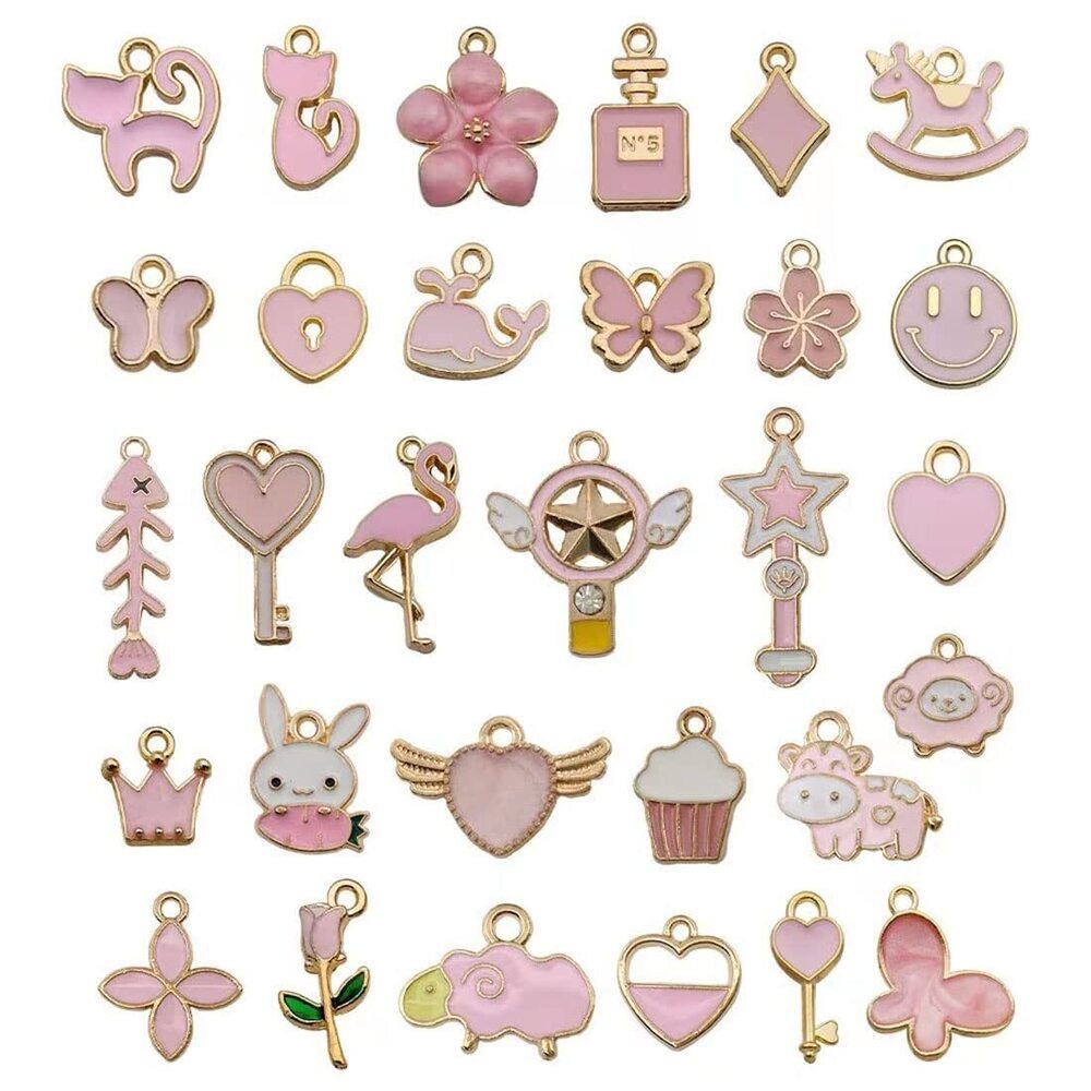 4335 30pcs Mixed Charms Cats Flowers Bag Trojan horse Butterflies Fish